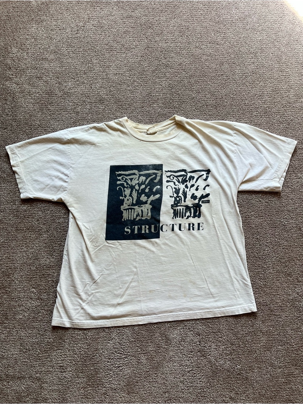 VTG 90’s Structure Column Art Off-White Worn Tee